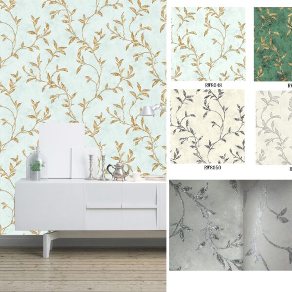 Radiance Wallpaper For Wall Living Room PVC Washable Wallpaper Bedroom Wallpaper Kacper Wallpaper  Leaf Sky Blue Wallpaper PATTERN NO-RW8048