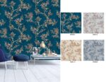 Radiance Wallpaper For Wall Living Room PVC Washable Wallpaper Bedroom Wallpaper Kacper Wallpaper Floral Blue wallpaper PATTERN NO-RW8056