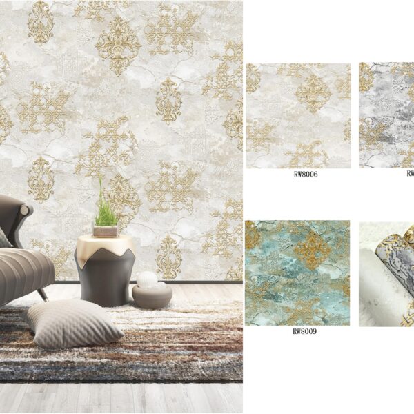 Radiance Wallpaper For Wall Living Room PVC Washable Wallpaper Bedroom Wallpaper Kacper Wallpaper Damask Gray Wallpaper Pattern no-RW8006