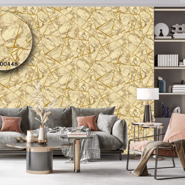 Silk premium Wallpaper For Wall Living Room PVC Coated Washable Wallpaper Bedroom Wallpaper Kacper Wallpaper 3D Geometrical Goldern  Wallpaper PATTERN NO - SL000448
