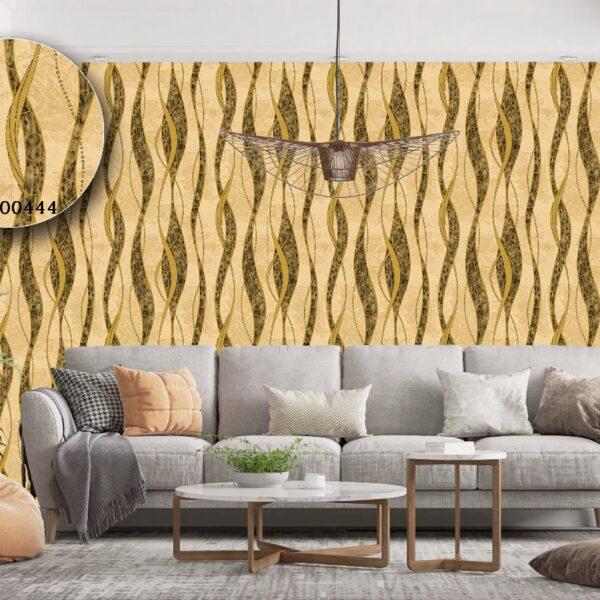 Silk premium Wallpaper For Wall Living Room PVC Coated Washable Wallpaper Bedroom Wallpaper Kacper Wallpaper 3D Strap Golden Wallpaper PATTERN NO - SL000421