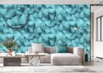 Silk premium Wallpaper For Wall Living Room PVC Coated Washable Wallpaper Bedroom Wallpaper Kacper Wallpaper 3D Geometrical Marble Blue Wallpaper PATTERN NO - SL000450