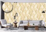 Silk premium Wallpaper For Wall Living Room PVC Coated Washable Wallpaper Bedroom Wallpaper Kacper Wallpaper 3D Geometrical Goldern Wallpaper PATTERN NO - SL000446