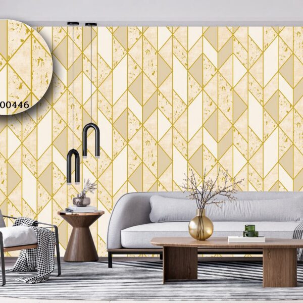 Silk premium Wallpaper For Wall Living Room PVC Coated Washable Wallpaper Bedroom Wallpaper Kacper Wallpaper 3D Geometrical Goldern Wallpaper PATTERN NO - SL000446