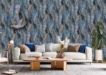 Silk premium Wallpaper For Wall Living Room PVC Coated Washable Wallpaper Bedroom Wallpaper Kacper Wallpaper 3D Leaf  Blue Wallpaper PATTERN NO - SL000420