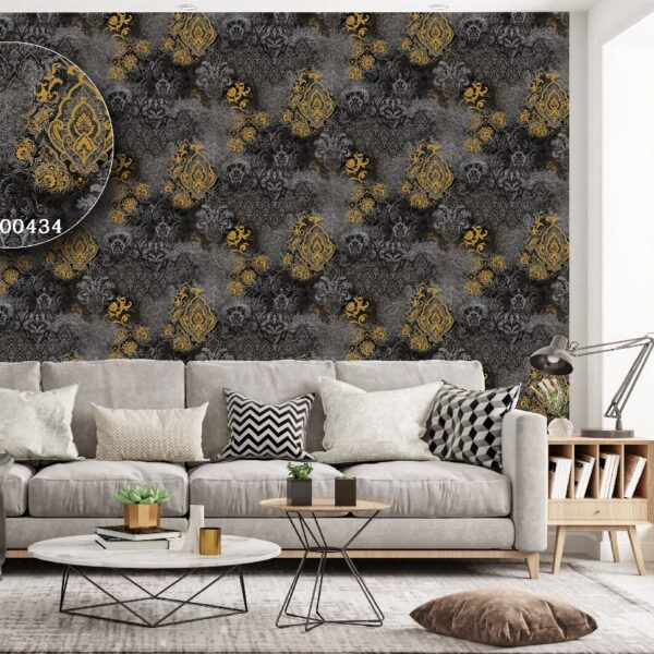 Silk premium Wallpaper For Wall Living Room PVC Coated Washable Wallpaper Bedroom Wallpaper Kacper Wallpaper Damask Grey Wallpaper PATTERN NO - SL000434
