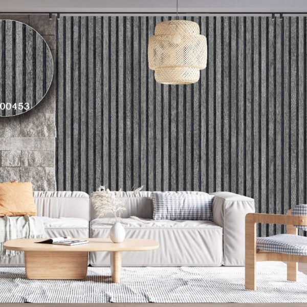 Silk premium Wallpaper For Wall Living Room PVC Coated Washable Wallpaper Bedroom Wallpaper Kacper Wallpaper Wooden Strap Grey Wallpaper PATTERN NO - SL000453
