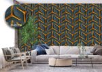 Silk premium Wallpaper For Wall Living Room PVC Coated Washable Wallpaper Bedroom Wallpaper Kacper Wallpaper Wooden Strap Brown Wallpaper 3D Geometrical Grey Wallpaper PATTERN NO - SL000418