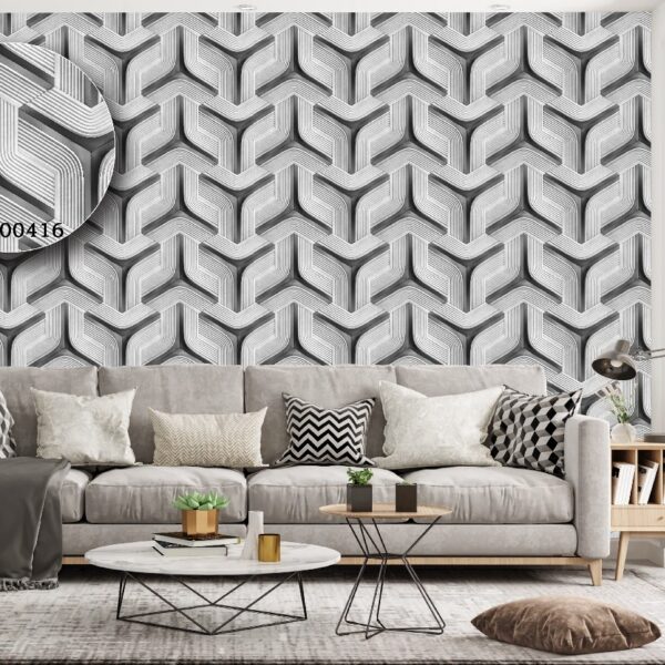 Silk premium Wallpaper For Wall Living Room PVC Coated Washable Wallpaper Bedroom Wallpaper Kacper Wallpaper Geometric Grey Colour Wallpaper PATTERN NO - SL000416