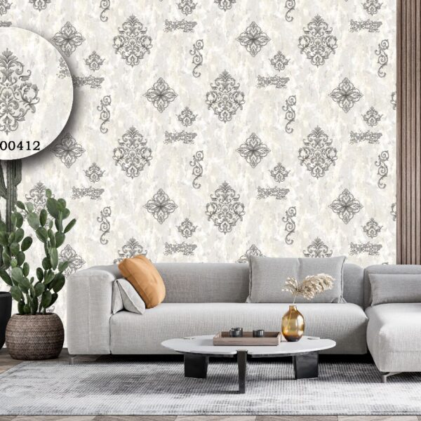 Silk premium Wallpaper For Wall Living Room PVC Coated Washable Wallpaper Bedroom Wallpaper Kacper Wallpaper Damask Grey Wallpaper PATTERN NO - SL000412