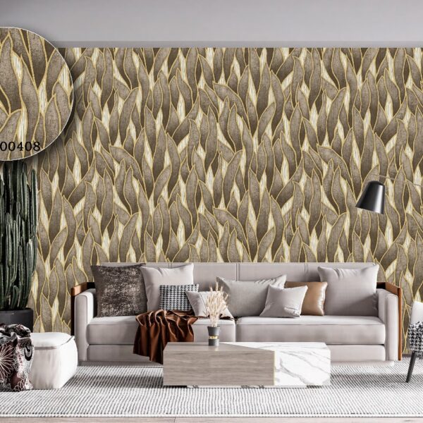 Silk premium Wallpaper For Wall Living Room PVC Coated Washable Wallpaper Bedroom Wallpaper Kacper Wallpaper 3D Leaf Brown Wallpaper PATTERN NO - SL000408