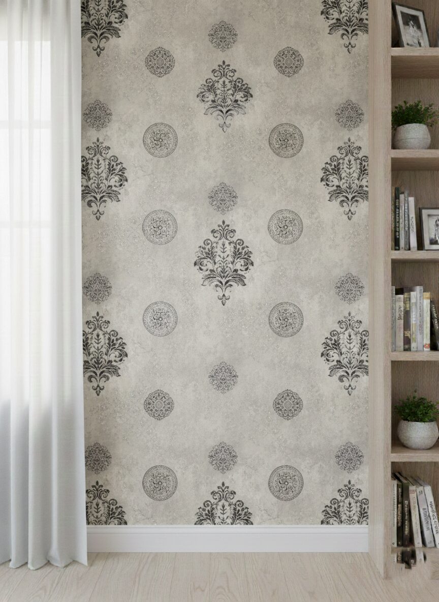 1 (18) Wallpaper For Wall Living Room PVC Coated Washable Wallpaper Bedroom Wallpaper Kacper Wallpaper Grey Colour Under Rupees 350/- - Image 1