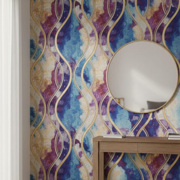 Wallpaper For Wall Living Room PVC Coated Washable Wallpaper Bedroom Wallpaper Kacper Wallpaper Multi Blue Colour Under Rupees 350/-