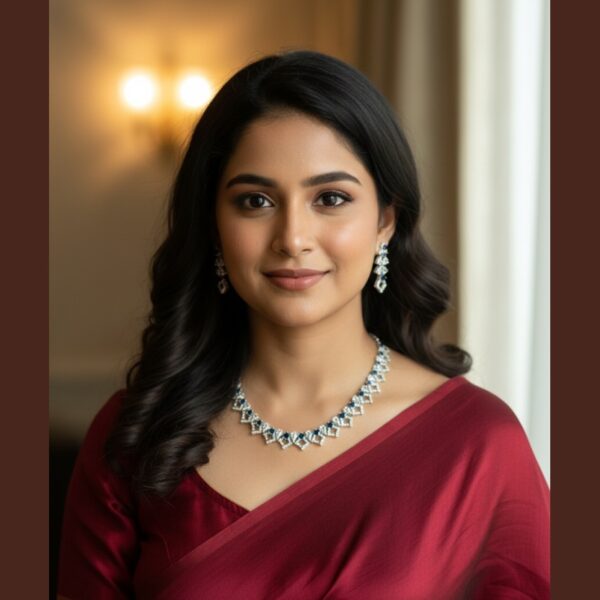 Kacper Women's Traditional Gold Plated AD Stone Colour Green Collar Bone Necklace Set