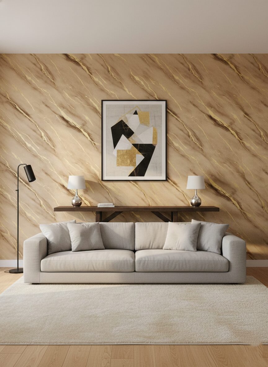 1 (37) Wallpaper For Wall Living Room PVC Coated Washable Wallpaper Bedroom Wallpaper Kacper Wallpaper Brown Colour Under Rupees 350/- - Image 1