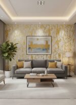 Wallpaper For Wall Living Room PVC Coated Washable Wallpaper Bedroom Wallpaper Kacper Wallpaper Gloden Colour Under Rupees 350/-