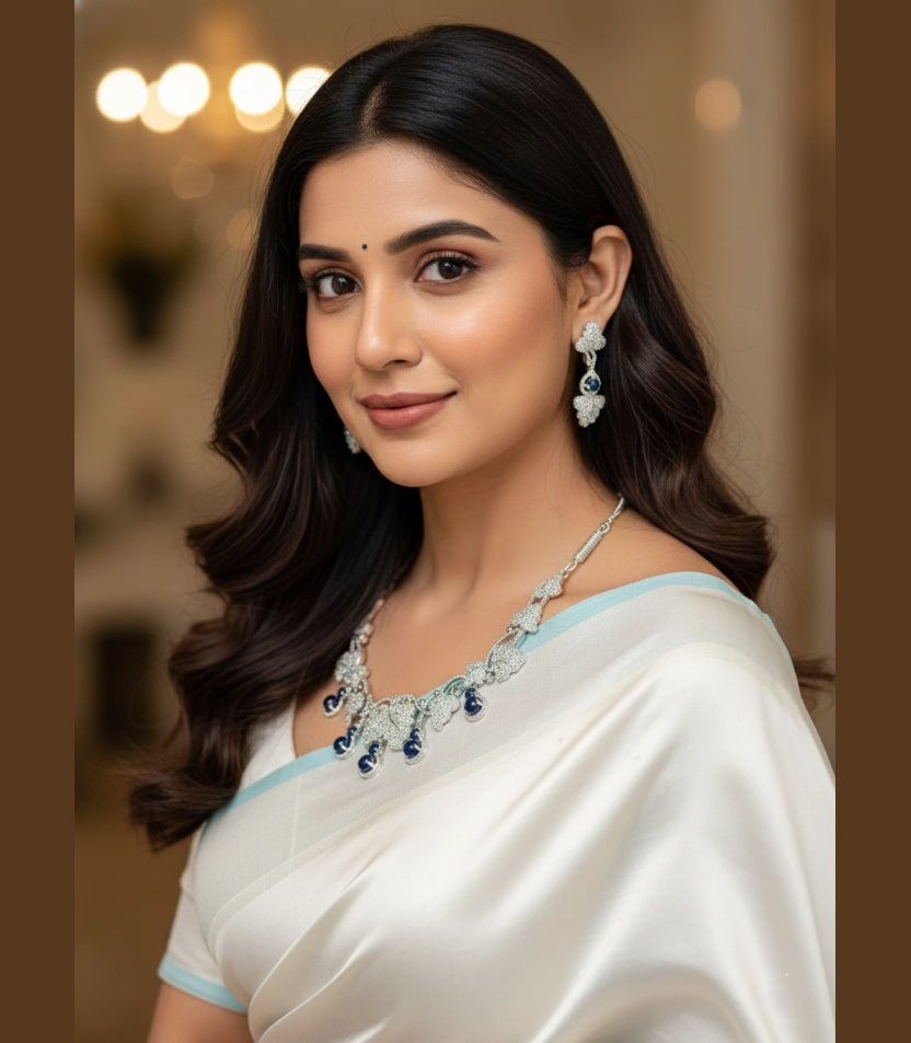 1 (44) Kacper Women's Traditional Gold Plated AD Stone Colour Blue Collar Bone Necklace Set - Image 1