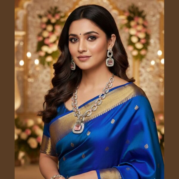 Kacper Women's Traditional Gold Plated AD Stone Colour Baby Pink  Collar Bone Necklace Set