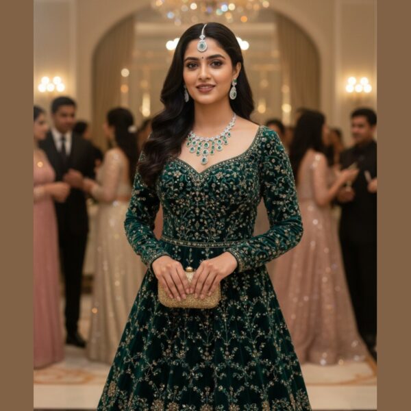 Kacper Women's Traditional Gold Plated AD Stone Colour Black Collar Bone Necklace Set