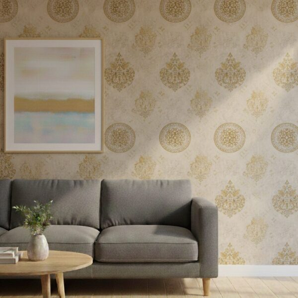 Wallpaper For Wall Living Room PVC Coated Washable Wallpaper Bedroom Wallpaper Kacper Wallpaper Golden Colour Under Rupees 350/-