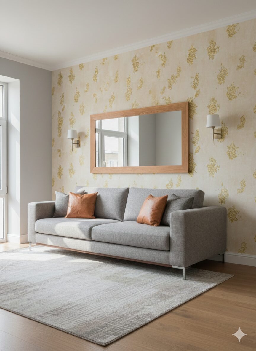 Gemini_Generated_Image_xi9e0exi9e0exi9e Wallpaper For Wall Living Room PVC Coated Washable Wallpaper Bedroom Wallpaper Kacper Wallpaper Golden Colour Under Rupees 350/- - Image 1