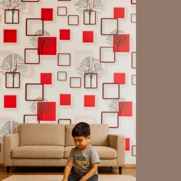 Wallpaper For Wall Living Room PVC Coated Washable Wallpaper Bedroom Wallpaper Kacper Wallpaper White And Red Colour Under Rupees 350/-