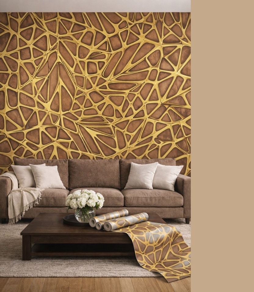 WALLPAPER FOR WALL (43) Wallpaper For Wall Living Room PVC Coated Washable Wallpaper Bedroom Wallpaper Kacper Wallpaper Golden Colour Under Rupees 350/- - Image 1