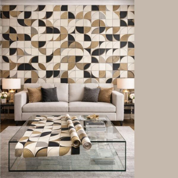 Wallpaper For Wall Living Room PVC Coated Washable Wallpaper Bedroom Wallpaper Kacper Wallpaper Cream And Black  Colour Under Rupees 350/-