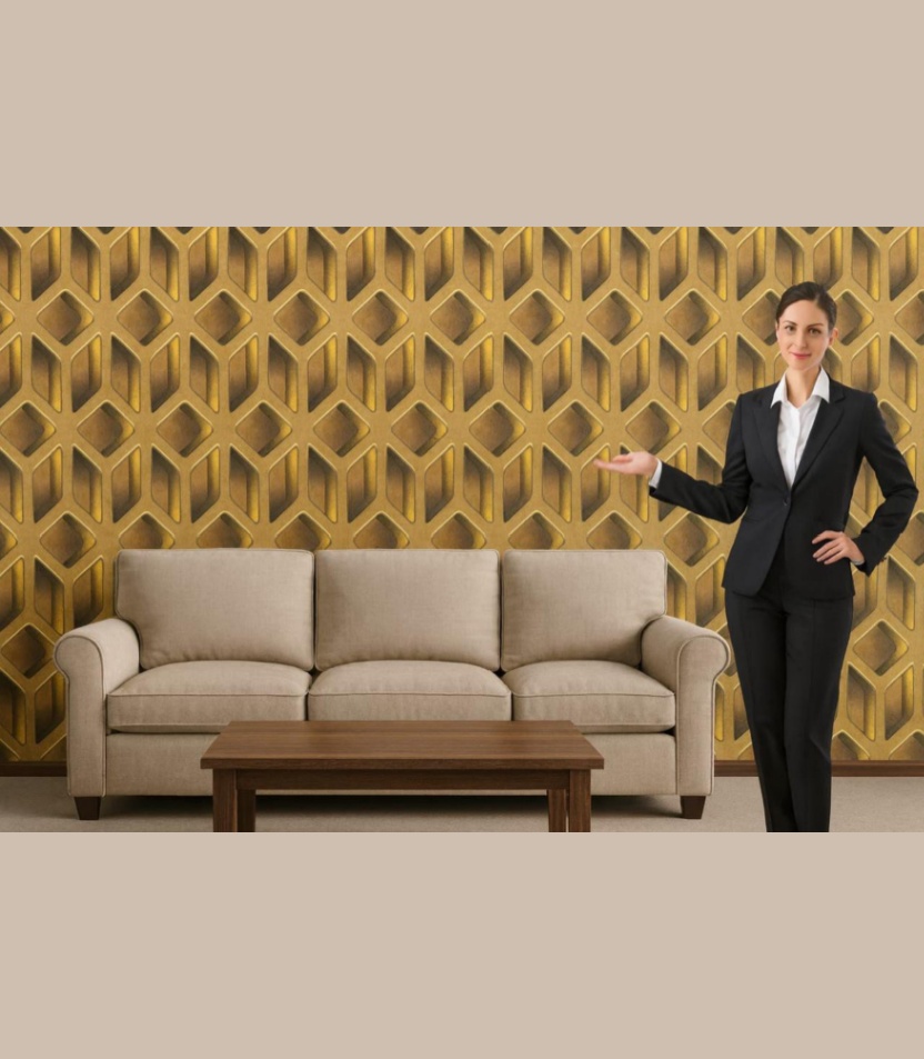 WALLPAPER FOR WALL (65) Wallpaper For Wall Living Room PVC Coated Washable Wallpaper Bedroom Wallpaper Kacper Wallpaper Golden Colour Under Rupees 350/- - Image 1