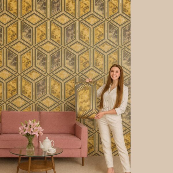 Wallpaper For Wall Living Room PVC Coated Washable Wallpaper Bedroom Wallpaper Kacper Wallpaper Golden Colour Under Rupees 350/-