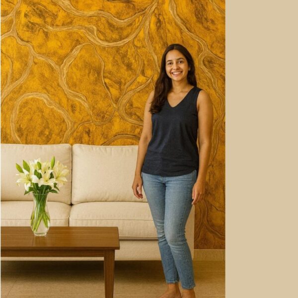 Wallpaper For Wall Living Room PVC Coated Washable Wallpaper Bedroom Wallpaper Kacper Wallpaper Golden Colour Under Rupees 350/-