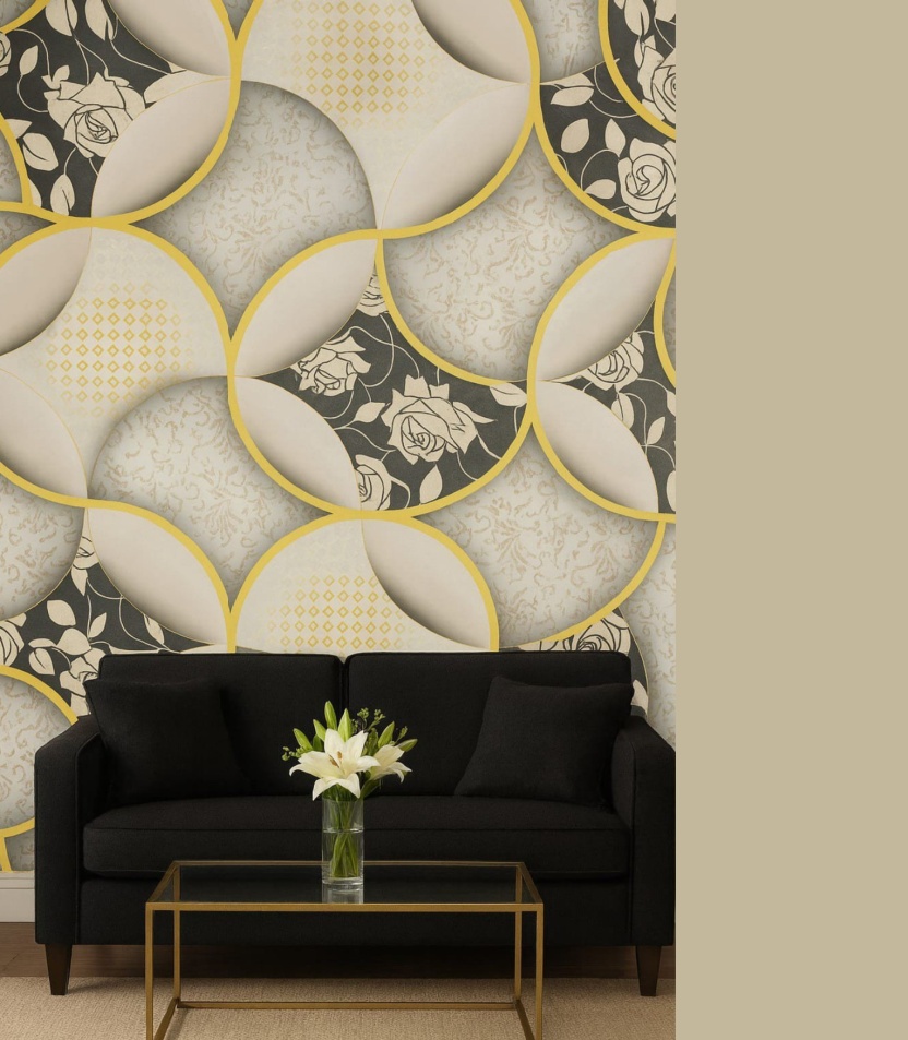 WALLPAPER FOR WALL (77) Wallpaper For Wall Living Room PVC Coated Washable Wallpaper Bedroom Wallpaper Kacper Wallpaper Golden Colour Under Rupees 350/- - Image 1