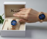 kacper Women's and Analog Watch For Gift Colour Blue and rose gold Light Weight Best Lady Watch  Under Rupees 299/- - Image 2
